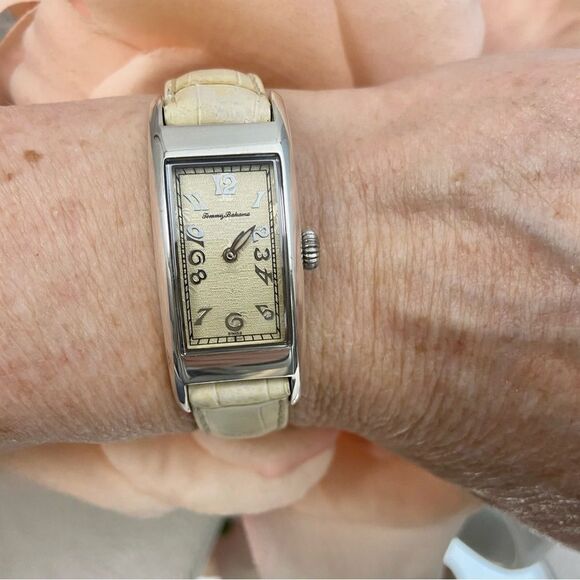 Tommy Bahama Sterling Silver Curvex Tank Style Ladies Swiss Quartz Watch - Picture 8 of 16